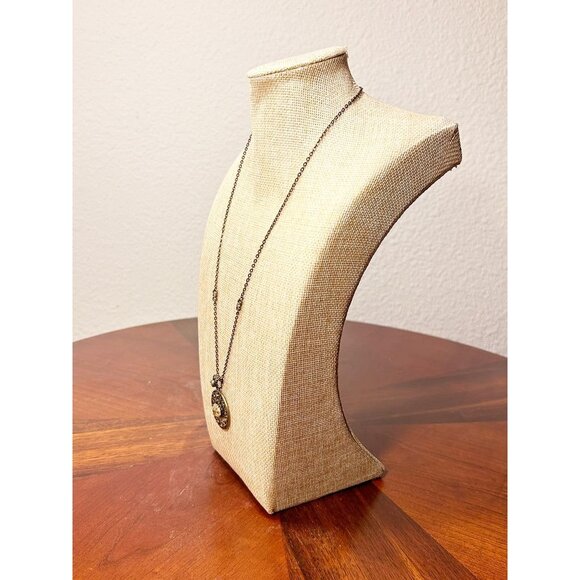 Sweet Romance Art Nouveaux Style Crystal Pendant Necklace in Bronze/Orange - Picture 2 of 4